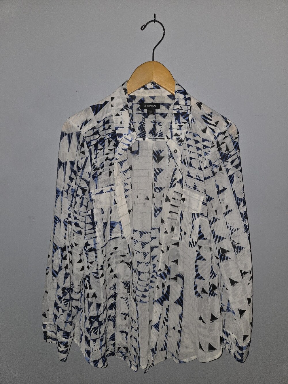 Le Chateau Women’s Navy & White Patterned Lightweight Shirt blouse